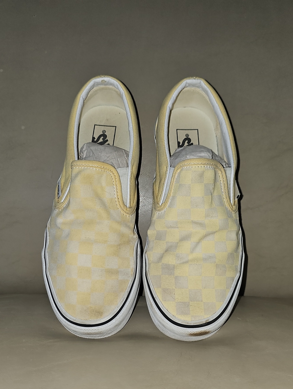Slip-On Checkerboard Canvas Sneakers - Yellow